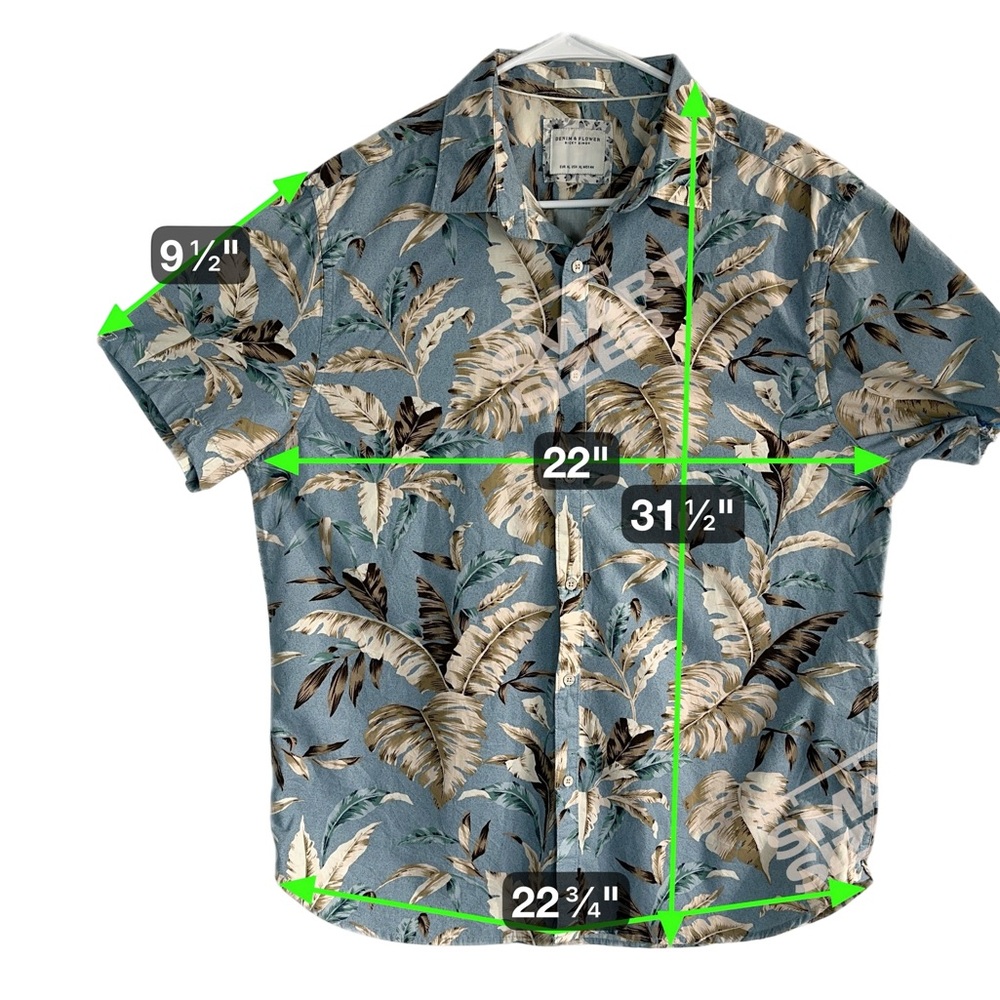 Denim & Flower Ricky Singh Blue Tropical Leaf Button Up Shirt Men’s XL - Picture 6 of 15